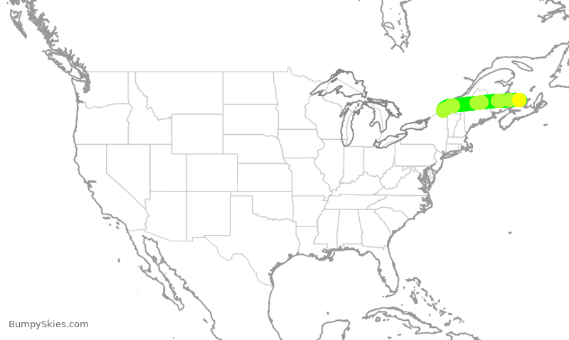 Turbulence forecast map for ROU7171, YYG to YUL