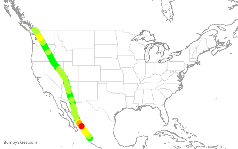 Turbulence forecast map for ROU7173, PVR to YVR