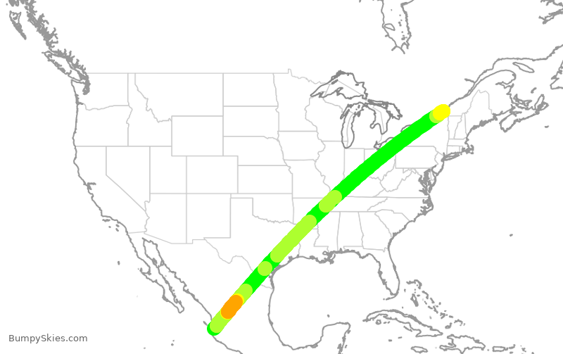 Turbulence forecast map for ROU7176, PVR to YUL