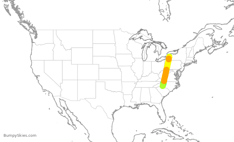 Turbulence forecast map for RPA3304, BUF to CLT