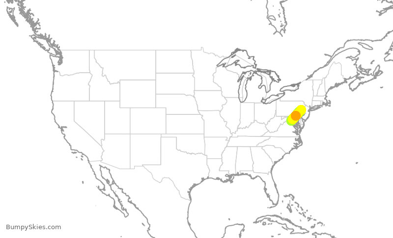 Turbulence forecast map for RPA3325, ABE to IAD