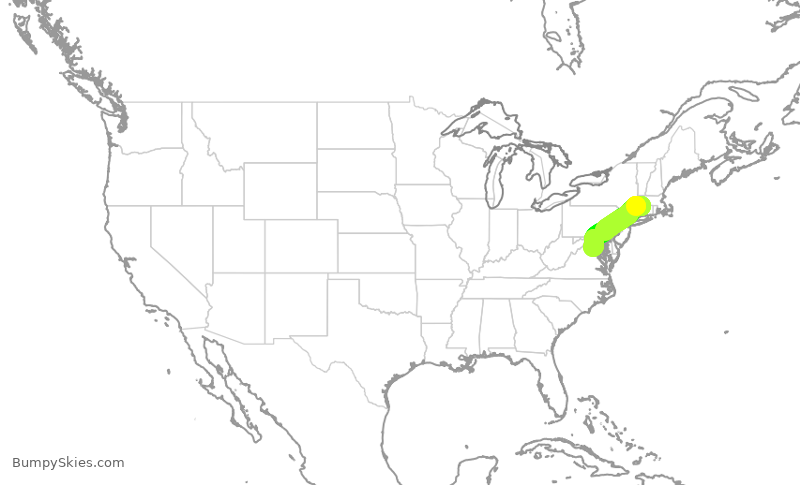 Turbulence forecast map for RPA3401, BDL to IAD