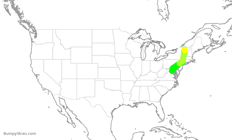 Turbulence forecast map for RPA3402, BTV to IAD