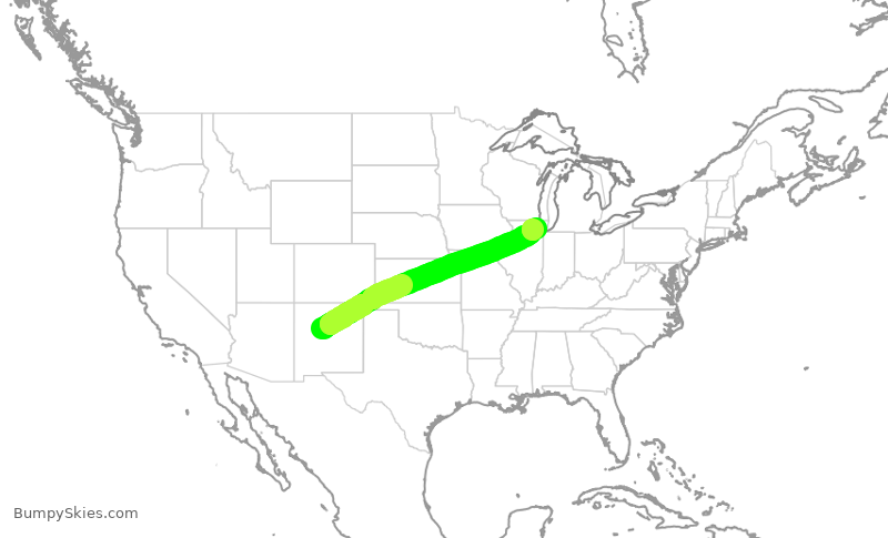 Turbulence forecast map for RPA3406, ABQ to ORD