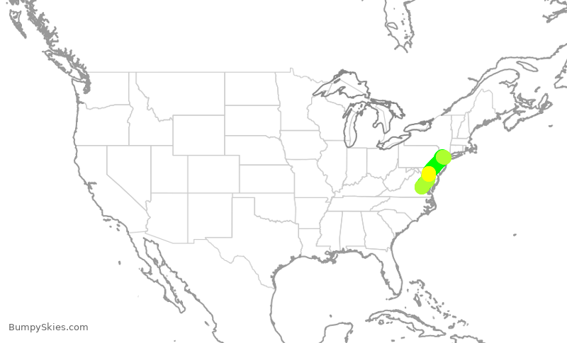 Turbulence forecast map for RPA3415, RIC to EWR