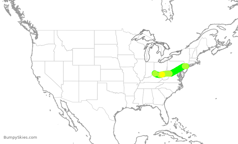 Turbulence forecast map for RPA3417, EWR to CVG