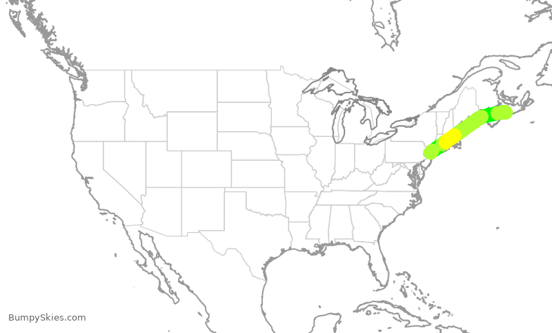 Turbulence forecast map for RPA3428, EWR to YHZ