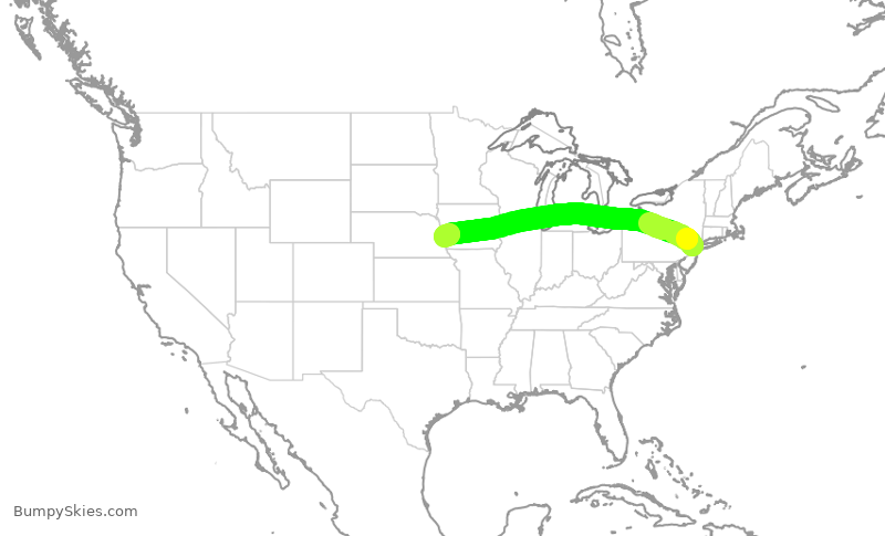 Turbulence forecast map for RPA3429, EWR to OMA