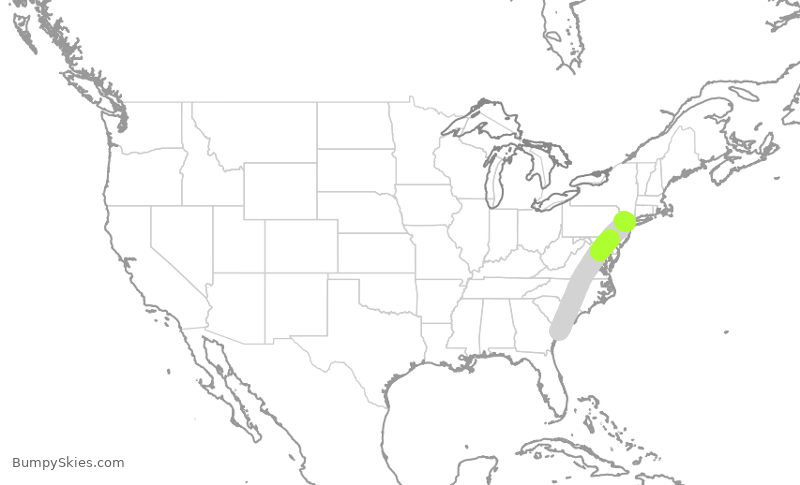 Turbulence forecast map for RPA3447, HHH to EWR