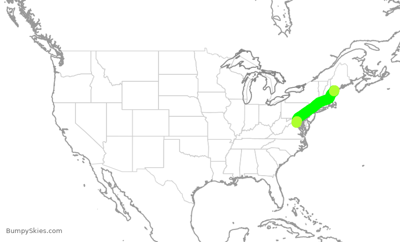 Turbulence forecast map for RPA3459, PWM to IAD