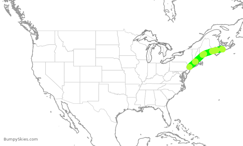 Turbulence forecast map for RPA3462, EWR to YHZ