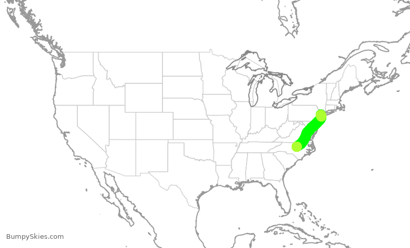 Turbulence forecast map for RPA3467, EWR to RDU