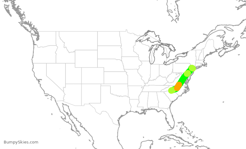 Turbulence forecast map for RPA3468, CLT to EWR