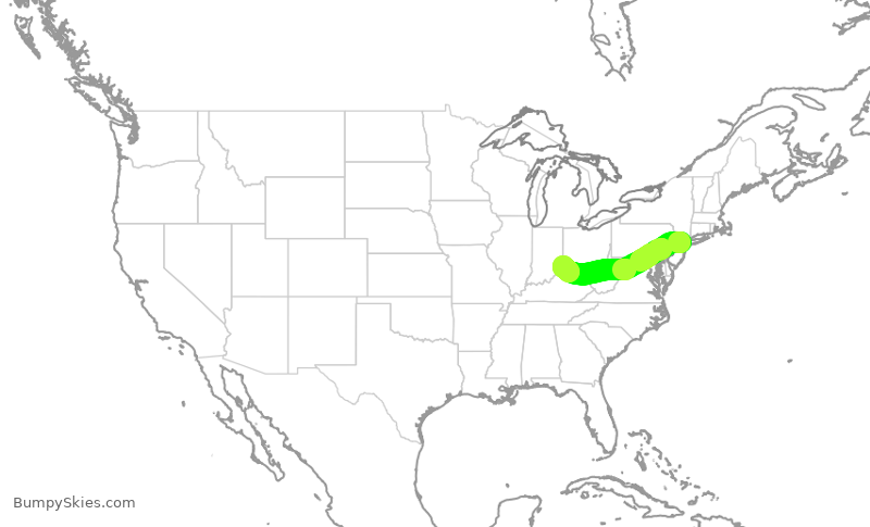 Turbulence forecast map for RPA3472, EWR to CVG