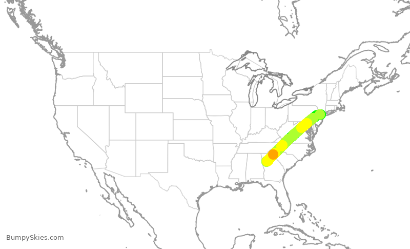 Turbulence forecast map for RPA3474, EWR to ATL