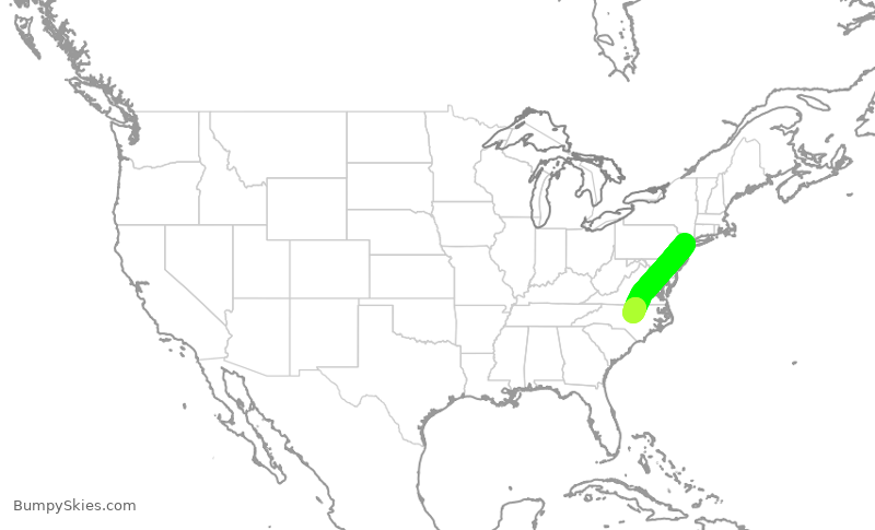 Turbulence forecast map for RPA3477, RDU to EWR