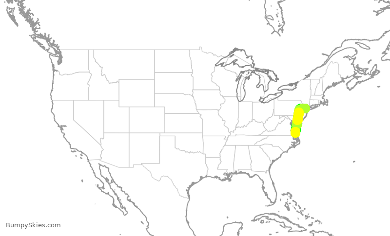 Turbulence forecast map for RPA3478, EWR to ORF