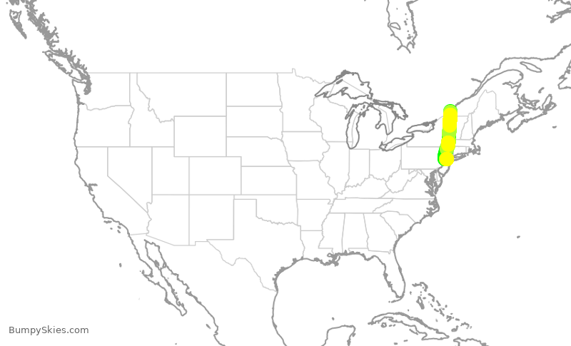 Turbulence forecast map for RPA3486, YUL to EWR