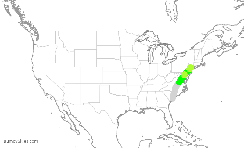Turbulence forecast map for RPA3492, CHS to EWR