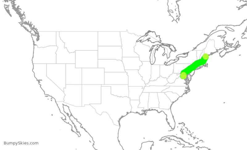 Turbulence forecast map for RPA3494, PWM to IAD