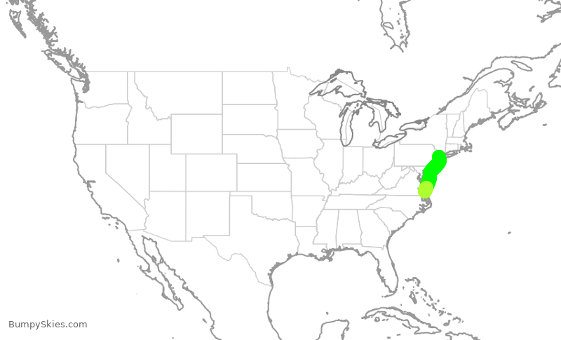 Turbulence forecast map for RPA3502, EWR to ORF