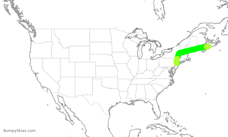 Turbulence forecast map for RPA3503, YHZ to EWR