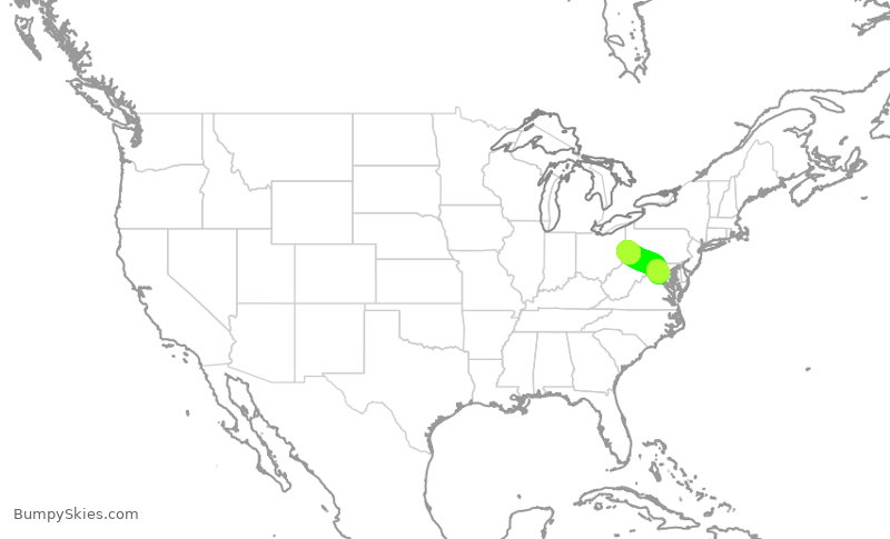 Turbulence forecast map for RPA3517, IAD to PIT