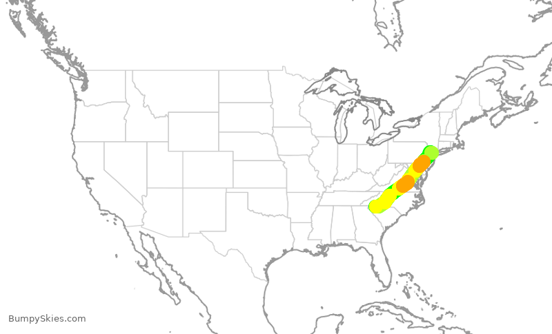 Turbulence forecast map for RPA3518, GSP to EWR