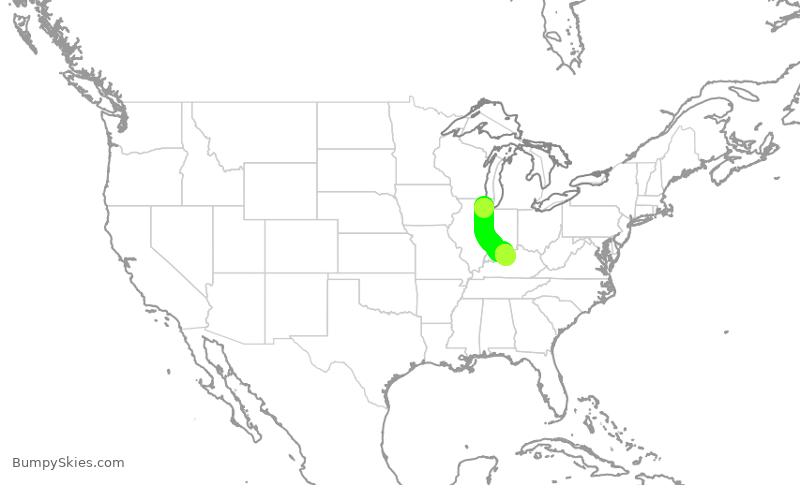 Turbulence forecast map for RPA3520, ORD to SDF