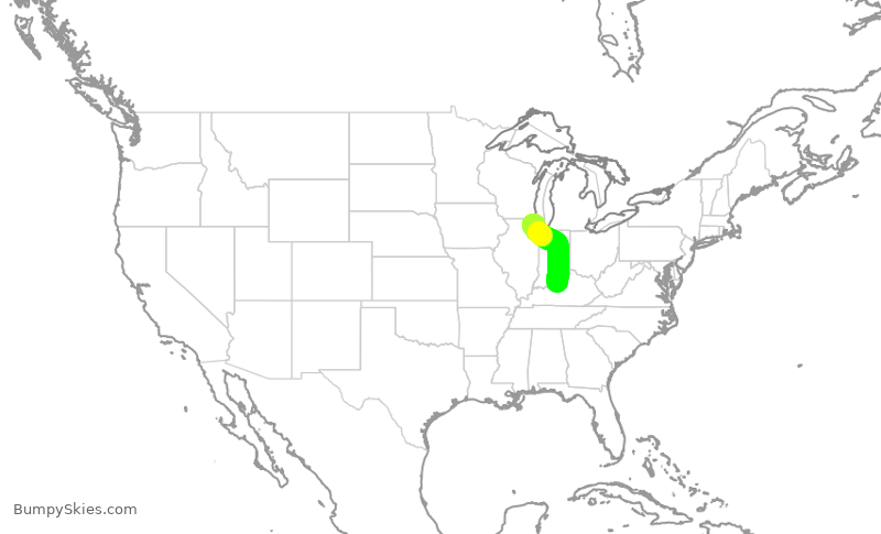 Turbulence forecast map for RPA3520, SDF to ORD