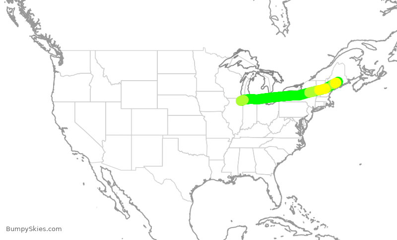 Turbulence forecast map for RPA3521, ORD to BGR