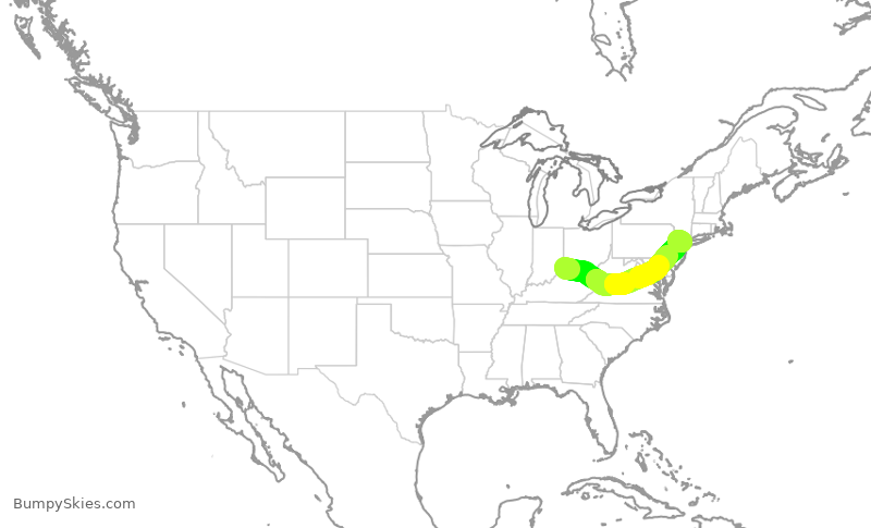 Turbulence forecast map for RPA3527, CVG to EWR