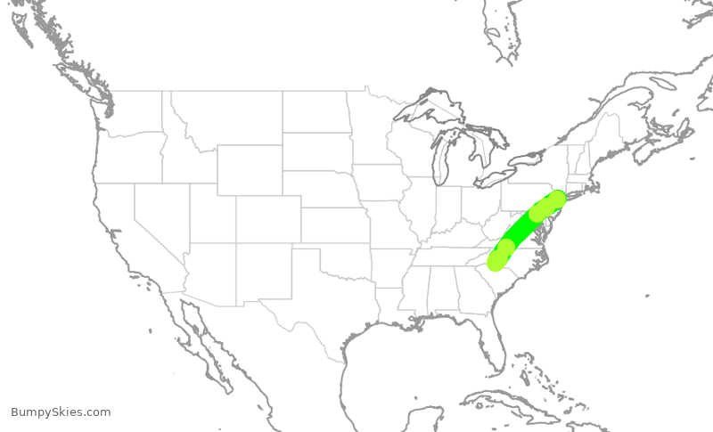 Turbulence forecast map for RPA3533, EWR to CLT