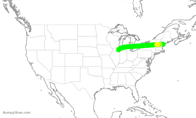 Turbulence forecast map for RPA3534, PWM to ORD