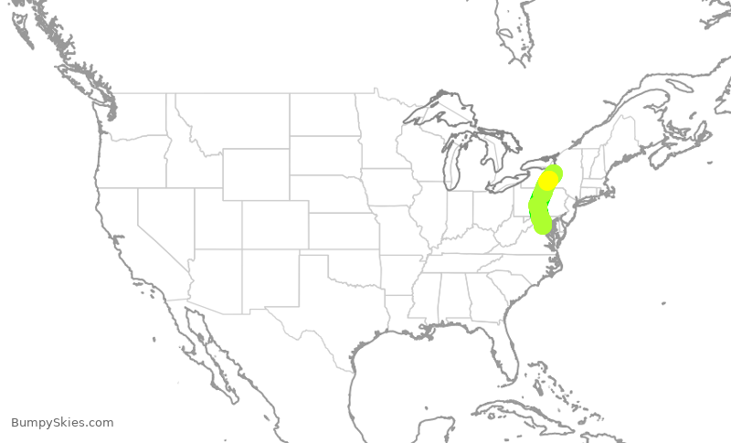 Turbulence forecast map for RPA3534, SYR to IAD