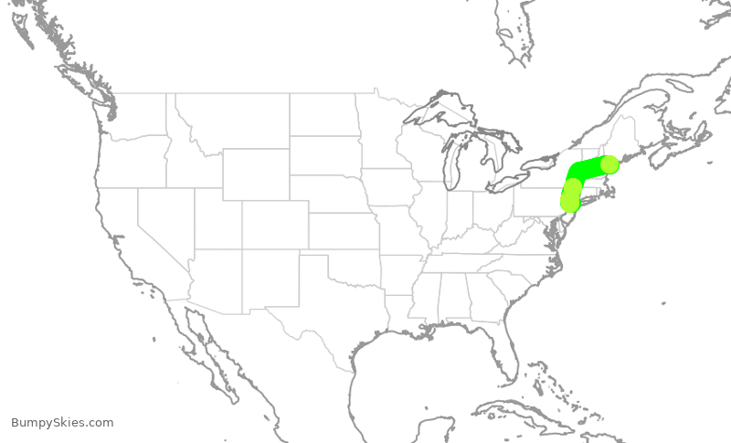 Turbulence forecast map for RPA3535, PWM to EWR