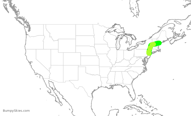 Turbulence forecast map for RPA3537, PWM to EWR