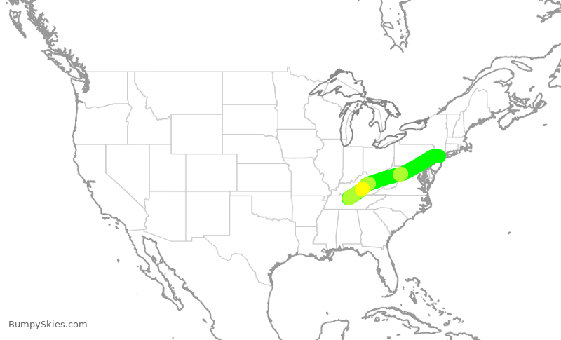 Turbulence forecast map for RPA3539, EWR to BNA