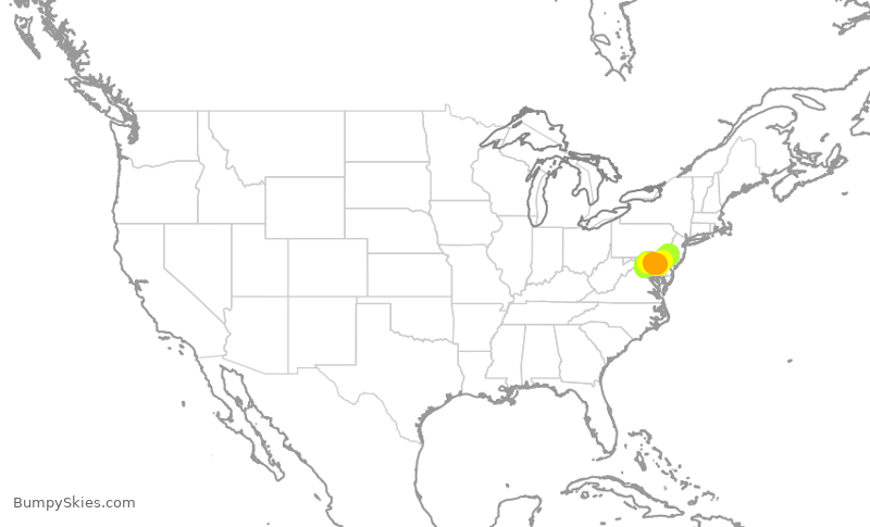 Turbulence forecast map for RPA3541, IAD to PHL