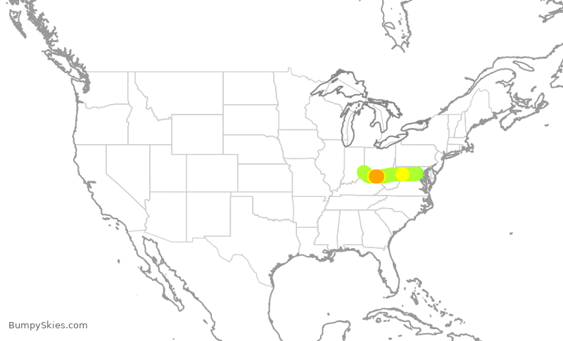 Turbulence forecast map for RPA3546, IAD to CVG