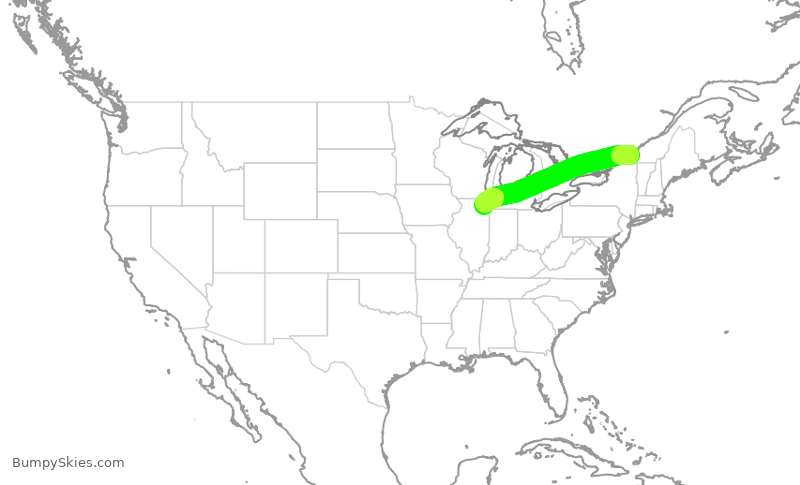 Turbulence forecast map for RPA3549, YUL to ORD