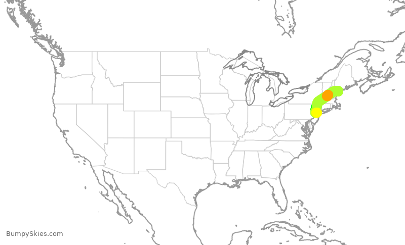 Turbulence forecast map for RPA3551, PWM to EWR