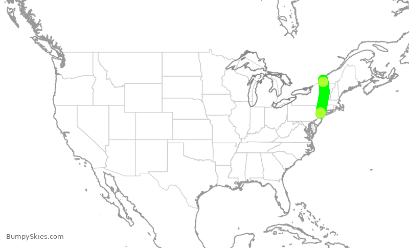 Turbulence forecast map for RPA3554, EWR to YUL