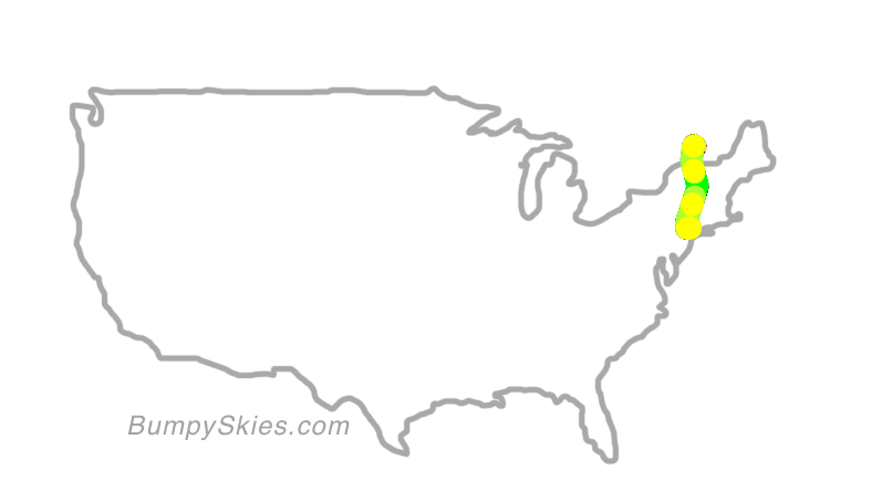 Map of continental US with illustrated flight path and turbulence forecast (described in text below)