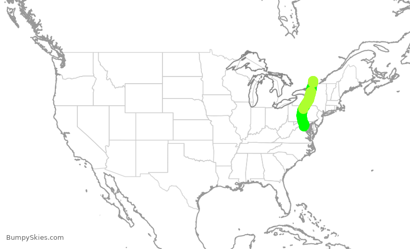 Turbulence forecast map for RPA3561, YOW to IAD