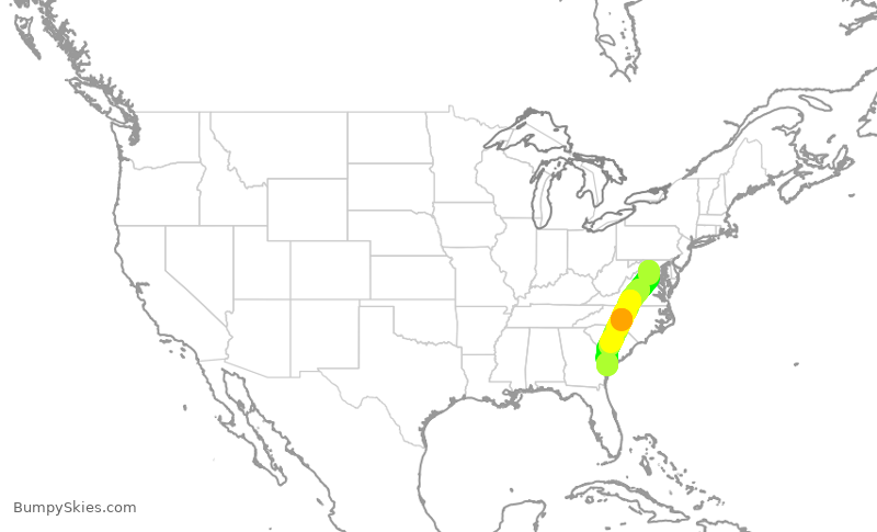 Turbulence forecast map for RPA3570, IAD to SAV
