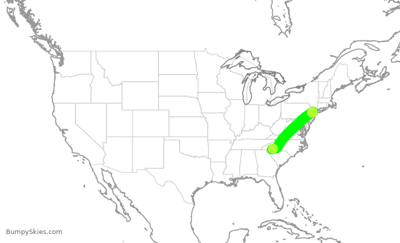 Turbulence forecast map for RPA3572, EWR to GSP