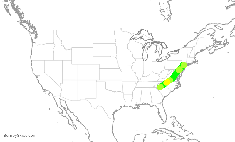 Turbulence forecast map for RPA3578, GSP to EWR