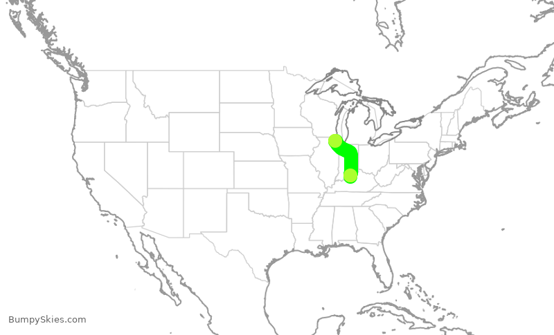 Turbulence forecast map for RPA3579, SDF to ORD