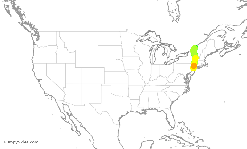 Turbulence forecast map for RPA3583, YUL to EWR